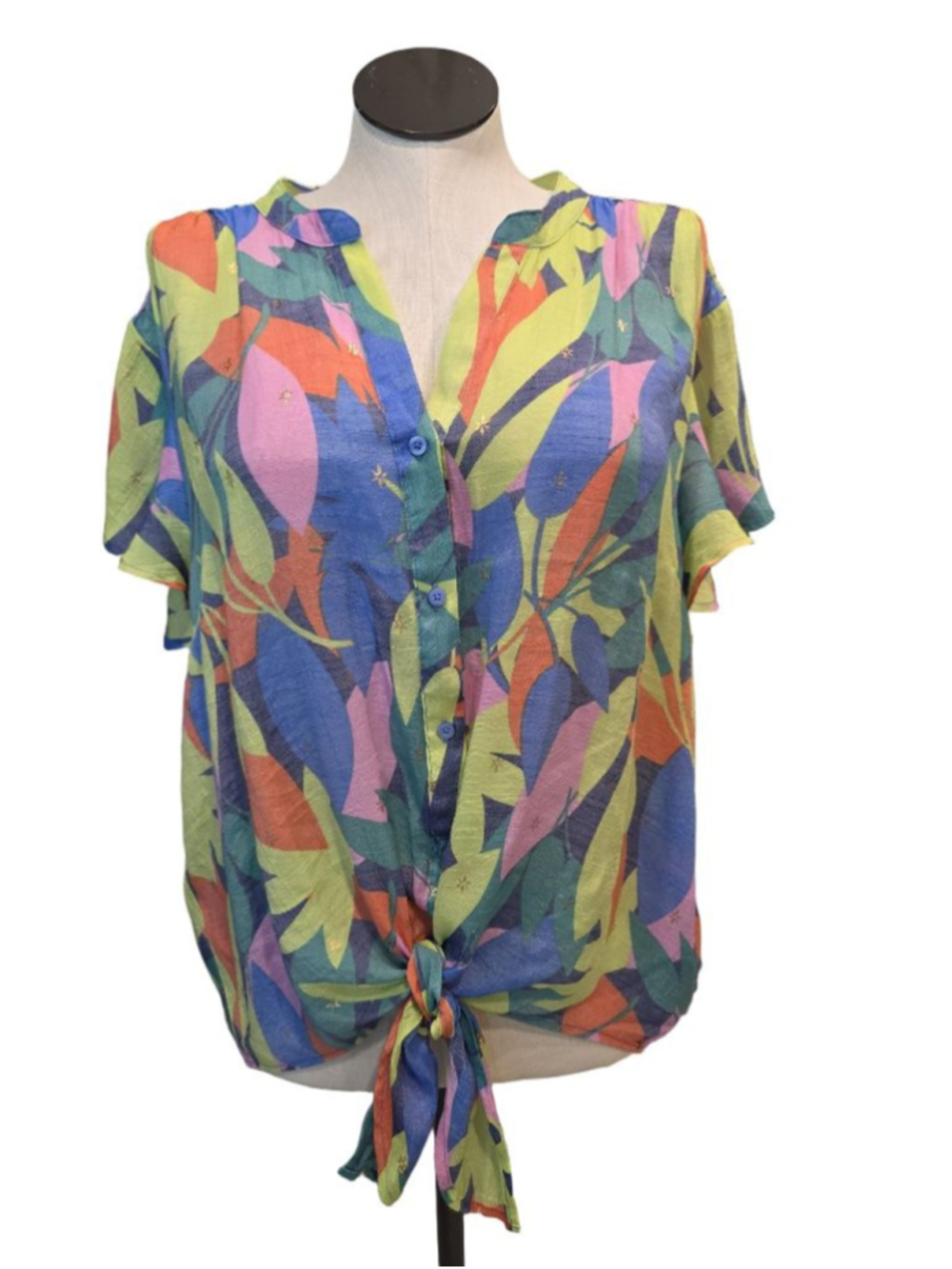 Women's ALEX & PARKER Multicolor Leaf Print Blouse 2X